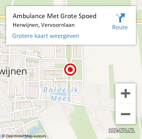 Locatie op kaart van de 112 melding: Ambulance Met Grote Spoed Naar Herwijnen, Vervoornlaan op 2 juni 2018 21:21