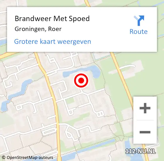 Locatie op kaart van de 112 melding: Brandweer Met Spoed Naar Groningen, Roer op 2 juni 2018 21:31