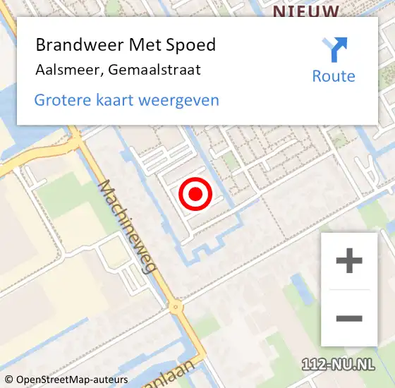 Locatie op kaart van de 112 melding: Brandweer Met Spoed Naar Aalsmeer, Gemaalstraat op 2 juni 2018 21:40