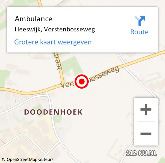 Locatie op kaart van de 112 melding: Ambulance Heeswijk, Vorstenbosseweg op 2 juni 2018 22:05