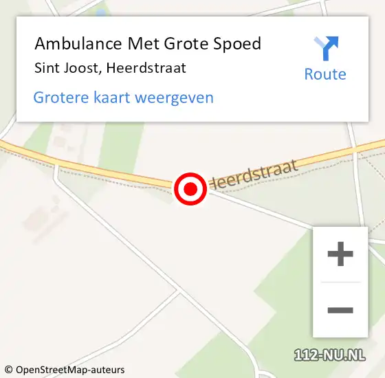 Locatie op kaart van de 112 melding: Ambulance Met Grote Spoed Naar Sint Joost, Heerdstraat op 2 juni 2018 22:09