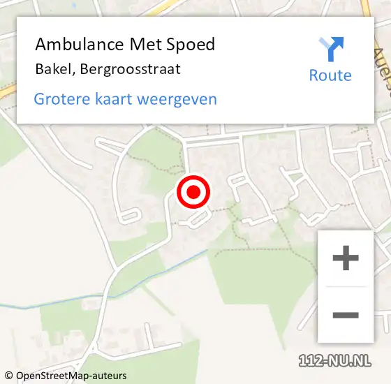 Locatie op kaart van de 112 melding: Ambulance Met Spoed Naar Bakel, Bergroosstraat op 2 juni 2018 22:31