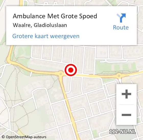 Locatie op kaart van de 112 melding: Ambulance Met Grote Spoed Naar Waalre, Gladioluslaan op 2 juni 2018 22:53