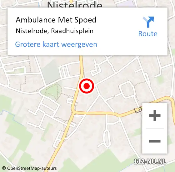 Locatie op kaart van de 112 melding: Ambulance Met Spoed Naar Nistelrode, Raadhuisplein op 2 juni 2018 23:22