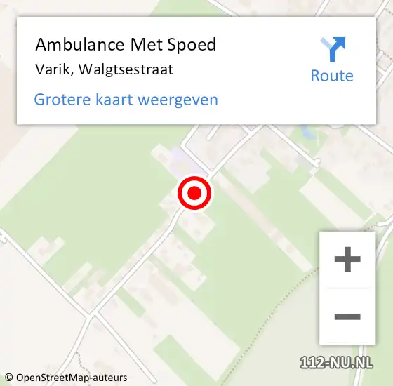 Locatie op kaart van de 112 melding: Ambulance Met Spoed Naar Varik, Walgtsestraat op 2 juni 2018 23:32