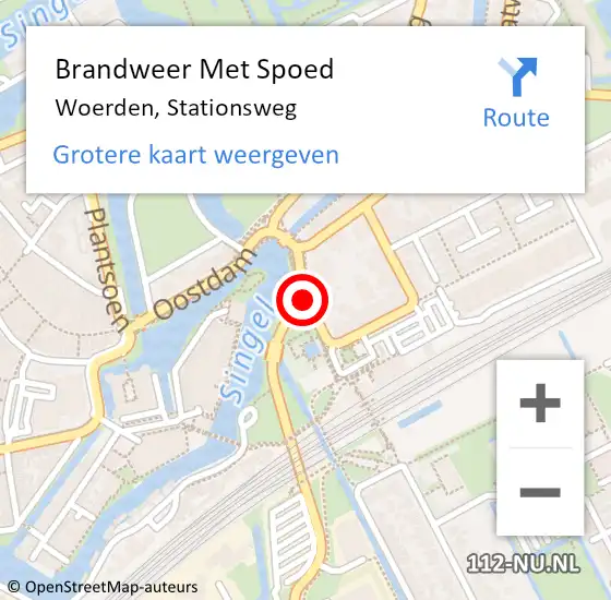 Locatie op kaart van de 112 melding: Brandweer Met Spoed Naar Woerden, Stationsweg op 2 juni 2018 23:40