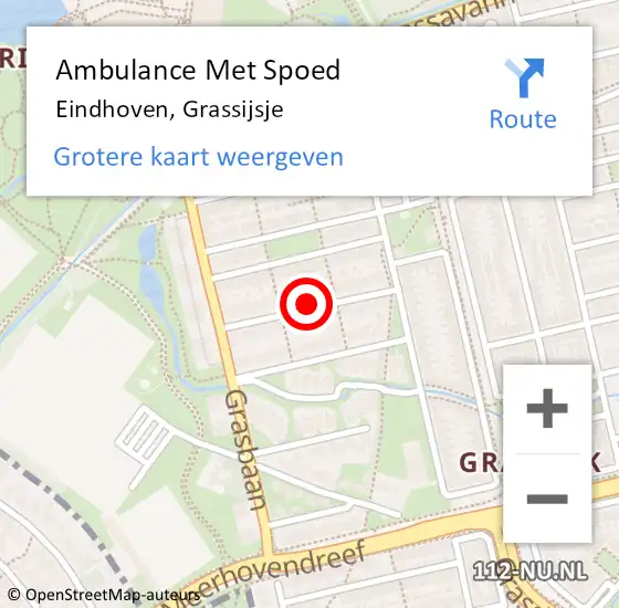 Locatie op kaart van de 112 melding: Ambulance Met Spoed Naar Eindhoven, Grassijsje op 2 juni 2018 23:45