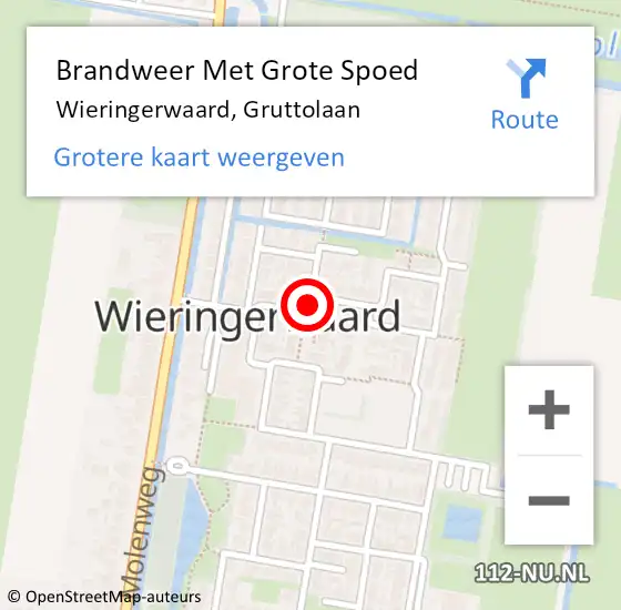 Locatie op kaart van de 112 melding: Brandweer Met Grote Spoed Naar Wieringerwaard, Gruttolaan op 2 juni 2018 23:57