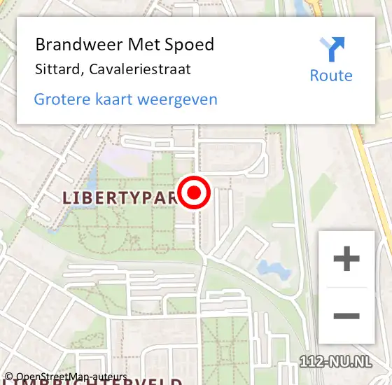 Locatie op kaart van de 112 melding: Brandweer Met Spoed Naar Sittard, Cavaleriestraat op 3 juni 2018 00:19