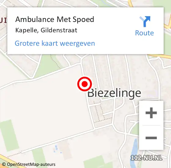 Locatie op kaart van de 112 melding: Ambulance Met Spoed Naar Kapelle, Gildenstraat op 3 juni 2018 00:34