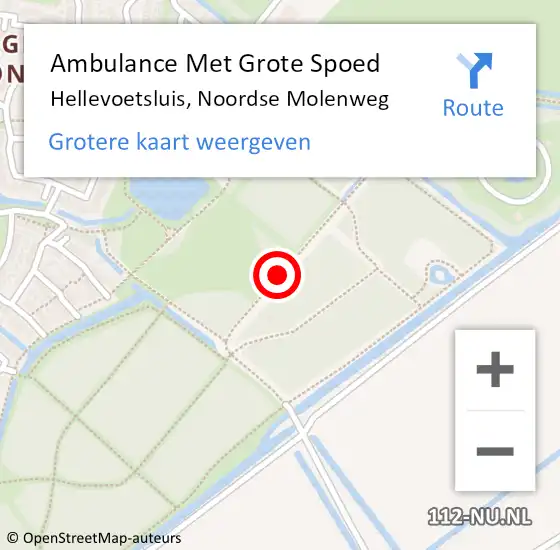 Locatie op kaart van de 112 melding: Ambulance Met Grote Spoed Naar Hellevoetsluis, Noordse Molenweg op 3 juni 2018 00:38