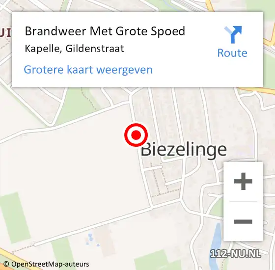 Locatie op kaart van de 112 melding: Brandweer Met Grote Spoed Naar Kapelle, Gildenstraat op 3 juni 2018 00:50