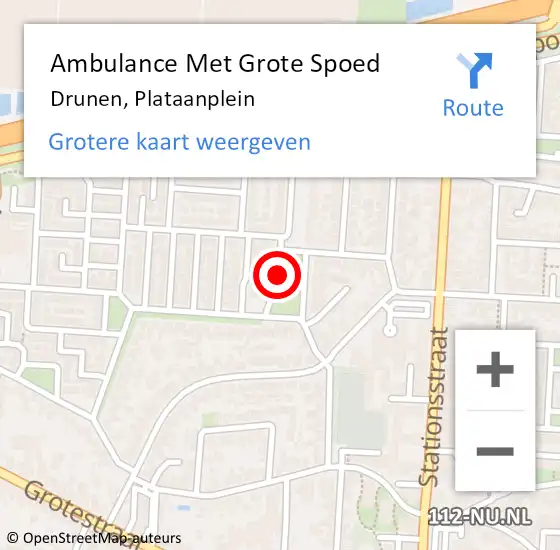 Locatie op kaart van de 112 melding: Ambulance Met Grote Spoed Naar Drunen, Plataanplein op 3 juni 2018 01:13