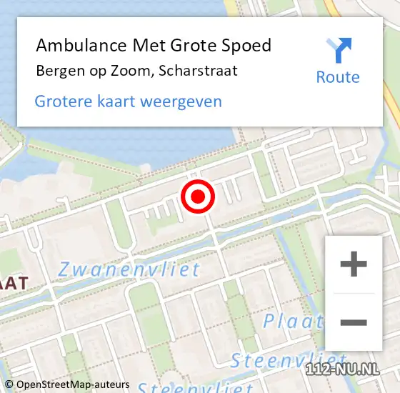 Locatie op kaart van de 112 melding: Ambulance Met Grote Spoed Naar Bergen op Zoom, Scharstraat op 3 juni 2018 01:30