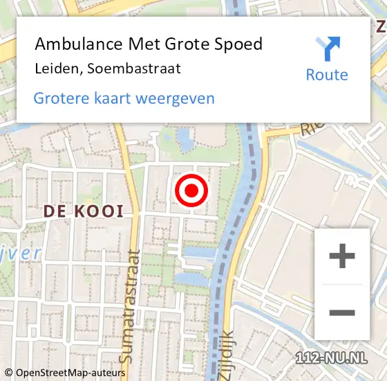 Locatie op kaart van de 112 melding: Ambulance Met Grote Spoed Naar Leiden, Soembastraat op 3 juni 2018 02:33