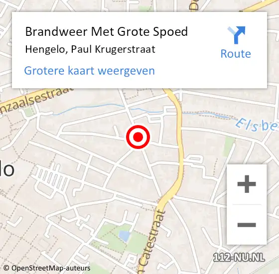 Locatie op kaart van de 112 melding: Brandweer Met Grote Spoed Naar Hengelo, Paul Krugerstraat op 3 juni 2018 03:17