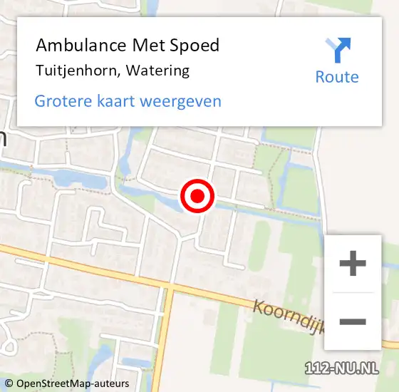 Locatie op kaart van de 112 melding: Ambulance Met Spoed Naar Tuitjenhorn, Watering op 3 juni 2018 03:35