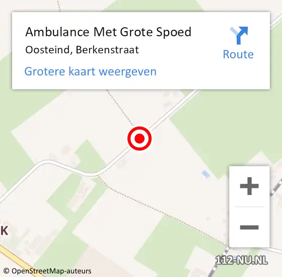 Locatie op kaart van de 112 melding: Ambulance Met Grote Spoed Naar Oosteind, Berkenstraat op 3 juni 2018 04:33