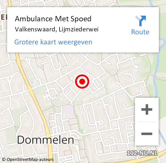 Locatie op kaart van de 112 melding: Ambulance Met Spoed Naar Valkenswaard, Lijmziederwei op 3 juni 2018 05:51