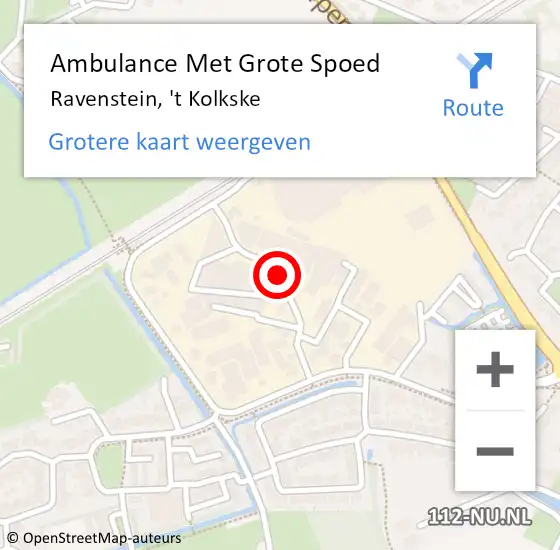 Locatie op kaart van de 112 melding: Ambulance Met Grote Spoed Naar Ravenstein, 't Kolkske op 3 juni 2018 07:29