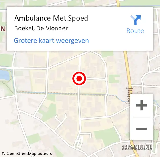 Locatie op kaart van de 112 melding: Ambulance Met Spoed Naar Boekel, De Vlonder op 3 juni 2018 09:36