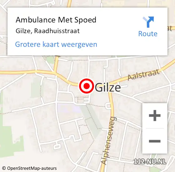 Locatie op kaart van de 112 melding: Ambulance Met Spoed Naar Gilze, Raadhuisstraat op 3 juni 2018 09:47