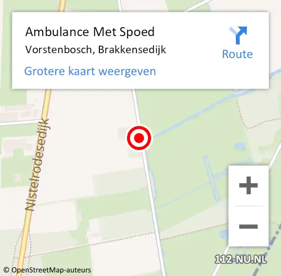 Locatie op kaart van de 112 melding: Ambulance Met Spoed Naar Vorstenbosch, Brakkensedijk op 3 juni 2018 10:28