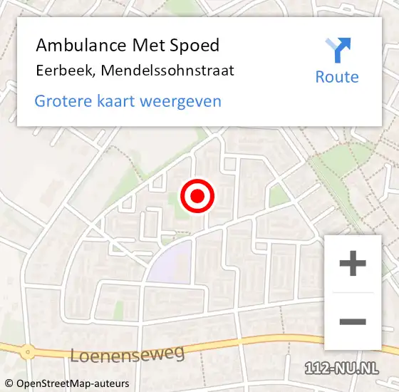 Locatie op kaart van de 112 melding: Ambulance Met Spoed Naar Eerbeek, Mendelssohnstraat op 3 juni 2018 10:34