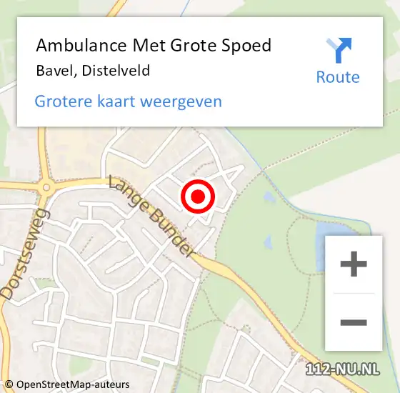 Locatie op kaart van de 112 melding: Ambulance Met Grote Spoed Naar Bavel, Distelveld op 3 juni 2018 10:37