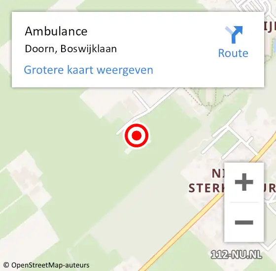 Locatie op kaart van de 112 melding: Ambulance Doorn, Boswijklaan op 3 juni 2018 10:52