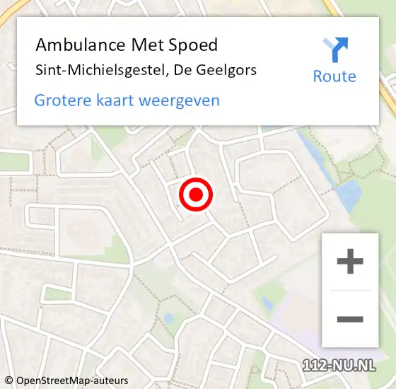 Locatie op kaart van de 112 melding: Ambulance Met Spoed Naar Sint-Michielsgestel, De Geelgors op 3 juni 2018 10:57