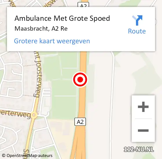 Locatie op kaart van de 112 melding: Ambulance Met Grote Spoed Naar Maasbracht, A2 Re op 3 juni 2018 11:26