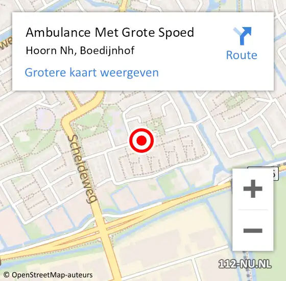 Locatie op kaart van de 112 melding: Ambulance Met Grote Spoed Naar Hoorn, Boedijnhof op 3 juni 2018 11:46