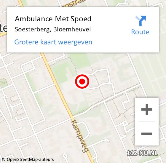 Locatie op kaart van de 112 melding: Ambulance Met Spoed Naar Soesterberg, Bloemheuvel op 3 juni 2018 11:46