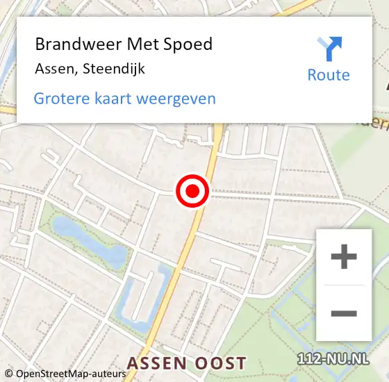 Locatie op kaart van de 112 melding: Brandweer Met Spoed Naar Assen, Steendijk op 3 juni 2018 11:54