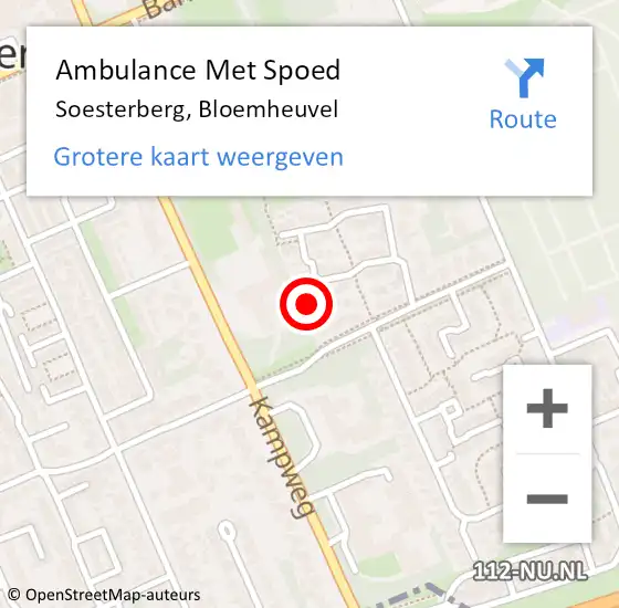 Locatie op kaart van de 112 melding: Ambulance Met Spoed Naar Soesterberg, Bloemheuvel op 3 juni 2018 13:02