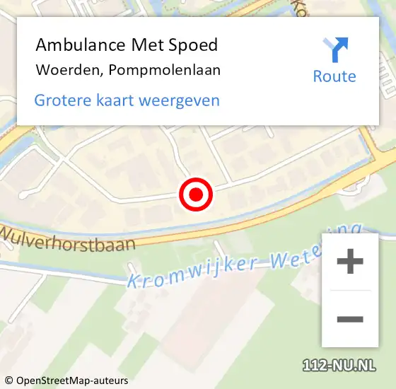 Locatie op kaart van de 112 melding: Ambulance Met Spoed Naar Woerden, Pompmolenlaan op 3 juni 2018 13:04