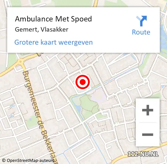 Locatie op kaart van de 112 melding: Ambulance Met Spoed Naar Gemert, Vlasakker op 3 juni 2018 13:22