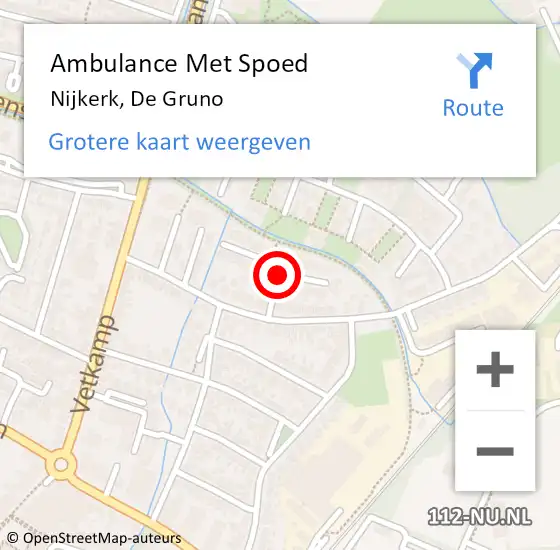 Locatie op kaart van de 112 melding: Ambulance Met Spoed Naar Nijkerk, De Gruno op 3 juni 2018 13:47