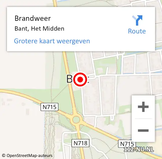 Locatie op kaart van de 112 melding: Brandweer Bant, Het Midden op 3 juni 2018 13:54