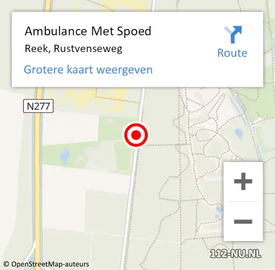 Locatie op kaart van de 112 melding: Ambulance Met Spoed Naar Reek, Rustvenseweg op 3 juni 2018 14:25