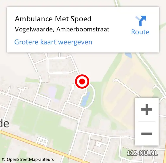 Locatie op kaart van de 112 melding: Ambulance Met Spoed Naar Vogelwaarde, Amberboomstraat op 3 juni 2018 14:32