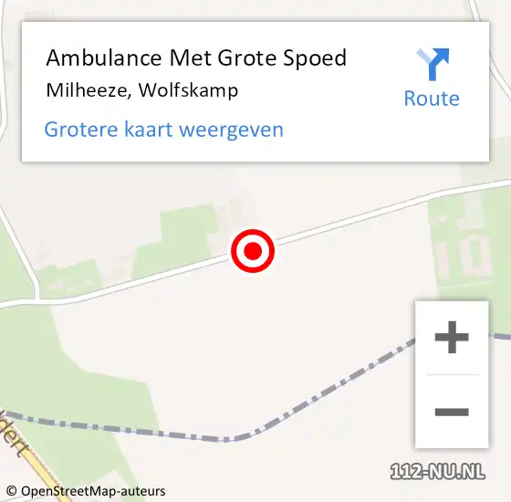 Locatie op kaart van de 112 melding: Ambulance Met Grote Spoed Naar Milheeze, Wolfskamp op 3 juni 2018 14:51