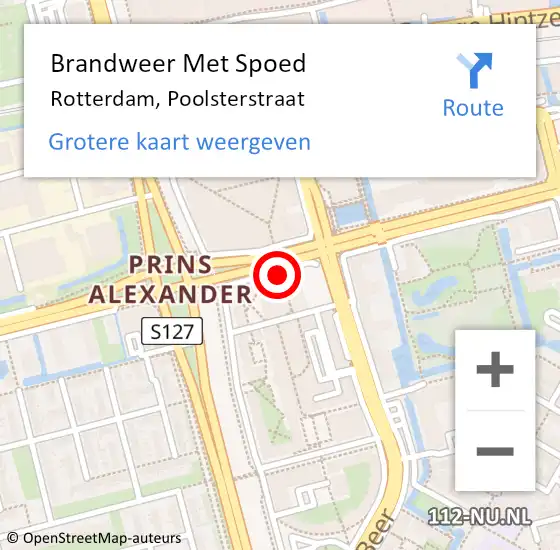 Locatie op kaart van de 112 melding: Brandweer Met Spoed Naar Rotterdam, Poolsterstraat op 3 juni 2018 15:01