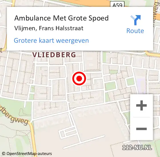 Locatie op kaart van de 112 melding: Ambulance Met Grote Spoed Naar Vlijmen, Frans Halsstraat op 3 juni 2018 15:02