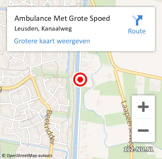 Locatie op kaart van de 112 melding: Ambulance Met Grote Spoed Naar Leusden, Kanaalweg op 3 juni 2018 15:25