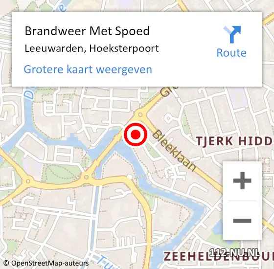 Locatie op kaart van de 112 melding: Brandweer Met Spoed Naar Leeuwarden, Hoeksterpoort op 3 juni 2018 15:28