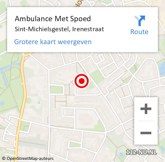 Locatie op kaart van de 112 melding: Ambulance Met Spoed Naar Sint-Michielsgestel, Irenestraat op 3 juni 2018 15:48