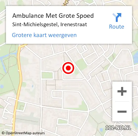 Locatie op kaart van de 112 melding: Ambulance Met Grote Spoed Naar Sint-Michielsgestel, Irenestraat op 3 juni 2018 15:51