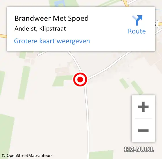 Locatie op kaart van de 112 melding: Brandweer Met Spoed Naar Andelst, Klipstraat op 3 juni 2018 15:53